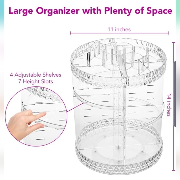 Bellapelle 360° Rotating Makeup Organizer Clear - Picture 8 of 10